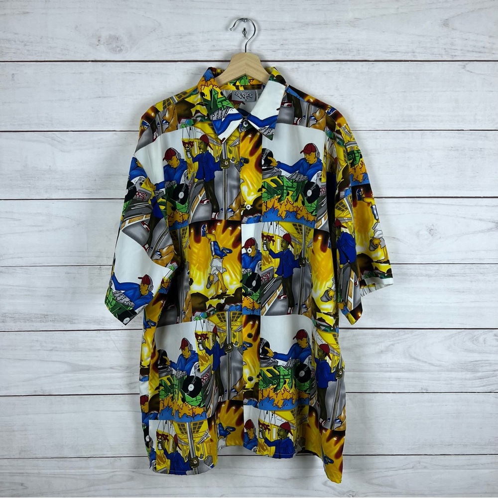 Vintage Y2K Hip Hop Rap Button Shirt XL